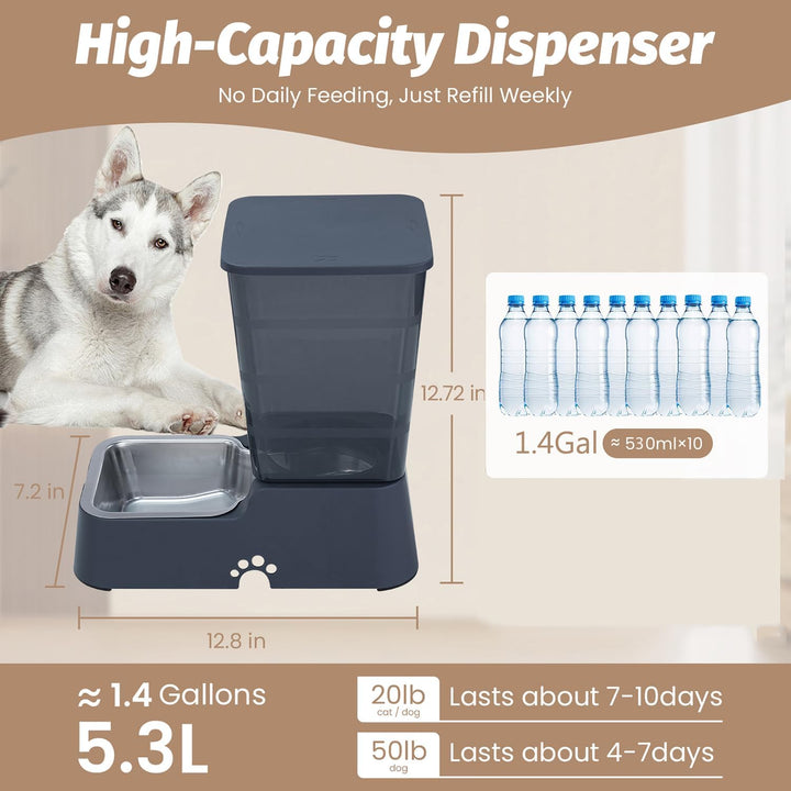 Automatischer Wasserspender für Hunde und Katzen, Schwerkraft-Wasserspender mit 304 Edelstahlnapf, A