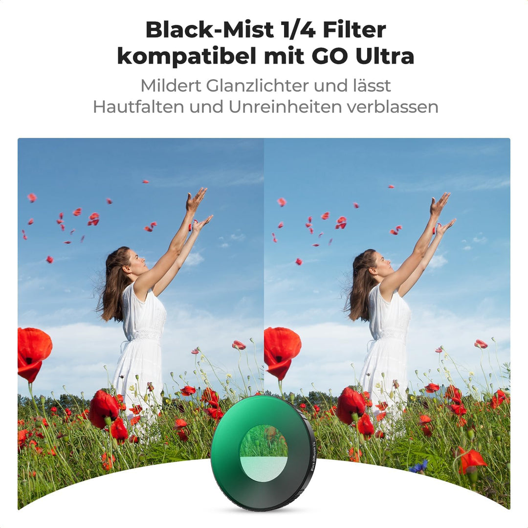K&amp;F CONCEPT Black Diffusion 1/4 Filter Kompatibel mit Insta360 Go Ultra, Black Promist Filter für kr