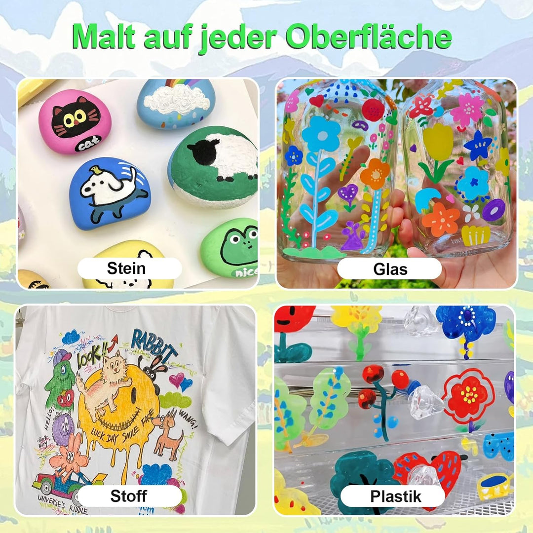 120 Farben Acrylstifte für Steine Wasserfest,0.5-5mm Wasserfester Dual Tip Marker, Stifte für Steine