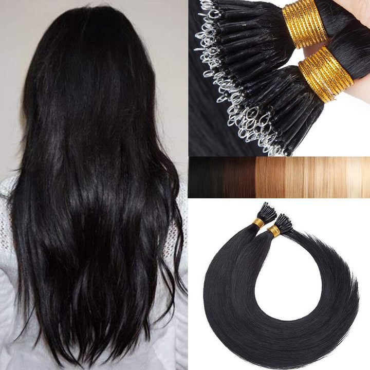 SEGO Nanoring Extension Echthaar 1g Loop Haarverlängerung Haarteile 50 Strähnen Glatt 100% Remy Huma