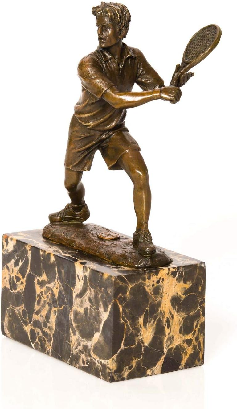 aubaho Bronzeskulptur Tennisspieler Tennis Pokal Skulptur Trophäe Verein Statue Preis