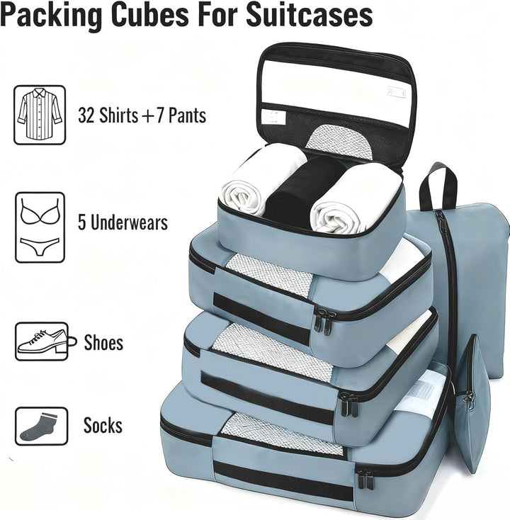 packing cube 8Pcs Blue-grey, 8Pcs Blue-grey
