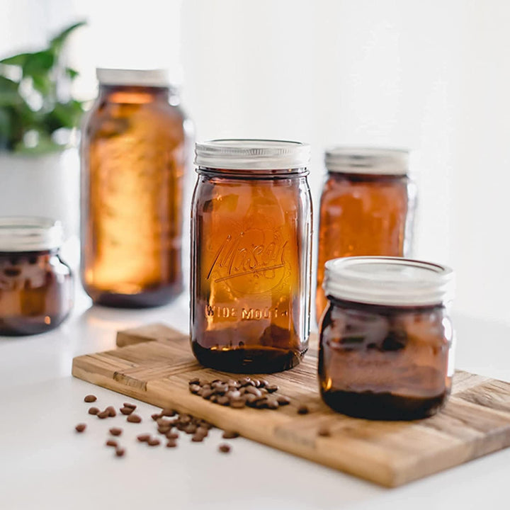 Bedoo Einmachgläser mit breiter Öffnung, 900 ml, Deckel und Bändern, 6 Stück, Quart luftdichten Deck