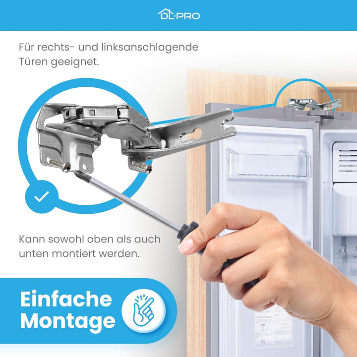DL-pro Türscharnier Set oben + unten für Bauknecht Whirlpool 481231018626 Scharnier Kit Hettich für