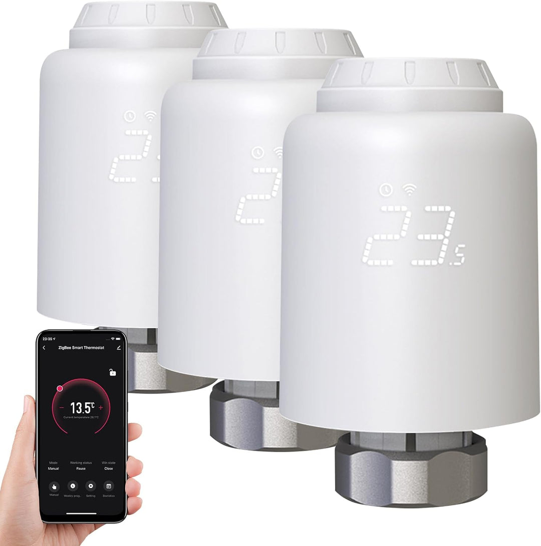 Smart Heizkörperthermostat, 3 Stück Smart Heizungsthermostat mit App-Funktion, Programmierbar Heizun