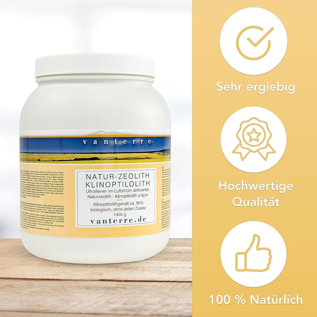vanterre 1400g ZEOLITH - KLINOPTILOLITH ø 6µm - Im Luftstrom vermahlen und aktiviert