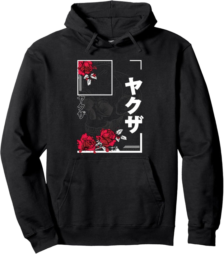 Japanese Aesthetic Skull Roses Japan Goth Gothic Soft Grunge Pullover Hoodie