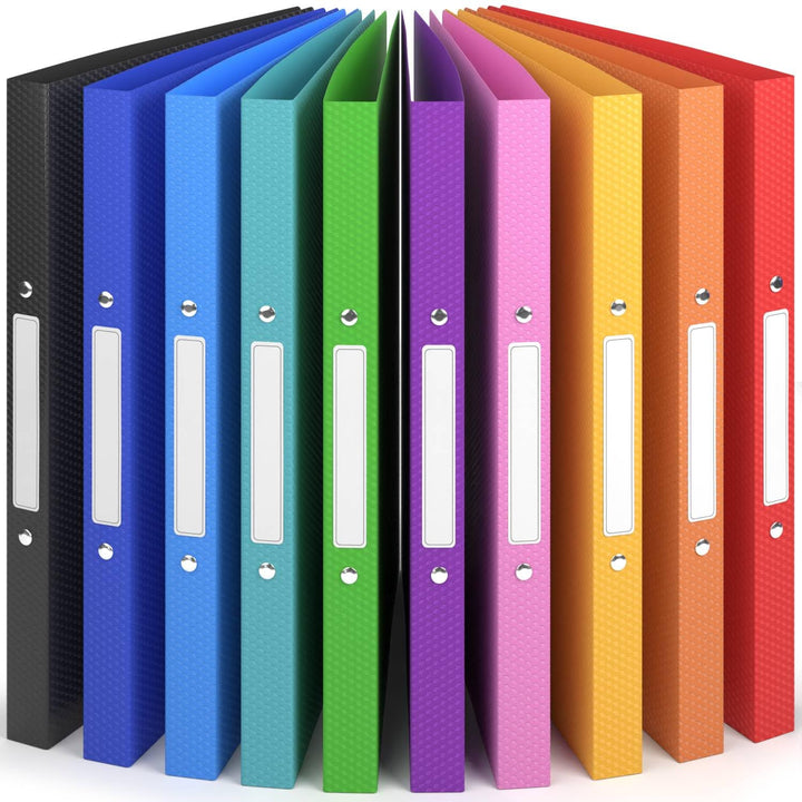 ACROPAQ - 10 x Ringbuch A4 - Mit 2 Ringen, Mit Rückenetiketten, Rückenbreite 2,5 cm, Regenbogen, Nat