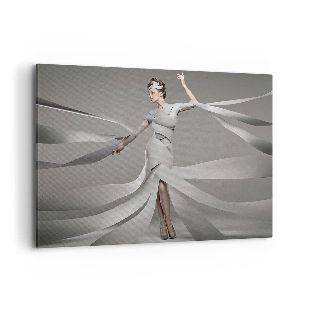 Bilder auf Leinwand 100x70cm Leinwandbild Frau Modell Streifen Emotionen Gross Wanddeko Bild Schlafz
