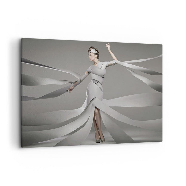Bilder auf Leinwand 100x70cm Leinwandbild Frau Modell Streifen Emotionen Gross Wanddeko Bild Schlafz