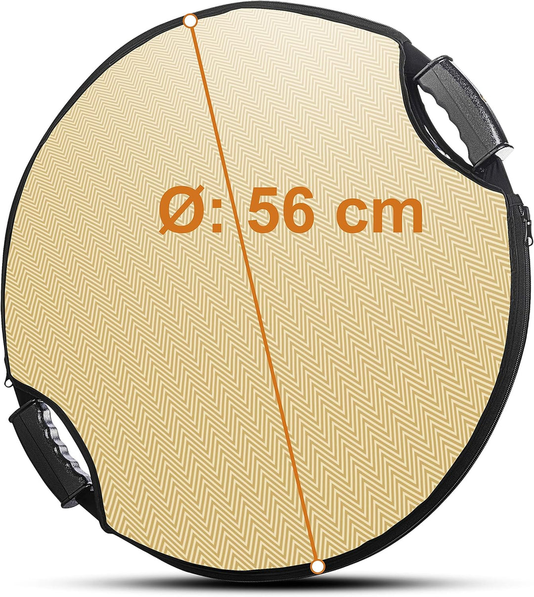 Walimex pro 5in1 Faltreflektor Wavy Comfort Ø 56cm, Set aus 4 Farben und Diffusor, Pop Up Reflektor