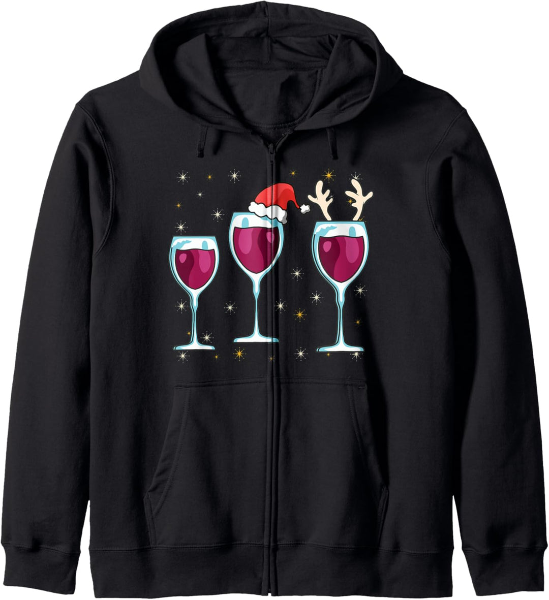 Weingläser Mit Weihnachtsmütze Ugly Christmas Rotwein Kapuzenjacke