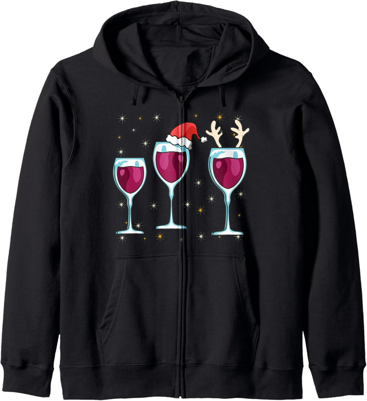 Weingläser Mit Weihnachtsmütze Ugly Christmas Rotwein Kapuzenjacke