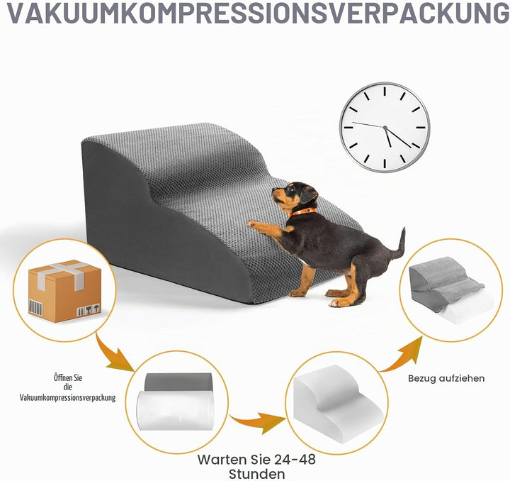 Lannvan Hundetreppe für Kleine Hunde, 2 Stufen Haustiertreppe Katzentreppe, Hunderampe aus Schwamm f