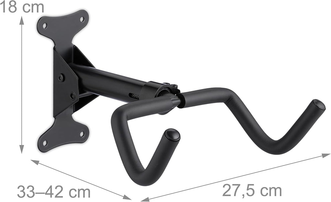 Relaxdays Fahrrad Wandhalterung, klappbar, 50 kg, Wohnung & Keller, HBT: 18x27,5x33 cm, Fahrradhalte