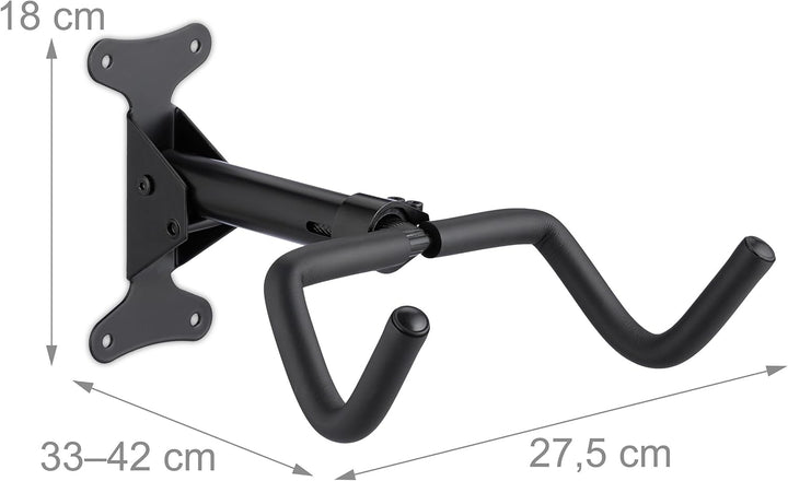 Relaxdays Fahrrad Wandhalterung, klappbar, 50 kg, Wohnung & Keller, HBT: 18x27,5x33 cm, Fahrradhalte