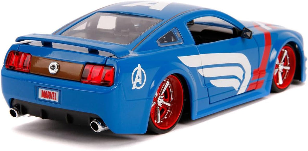 Jada Toys 253225007 Marvel, 2006 Ford Mustang GT, Spielzeugauto, Türen, Kofferraum, Motorhaube zum Ö