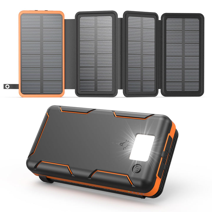 A ADDTOP Solar Power Bank - 25000 mAh Solar PowerBank mit 4 Solarpanels - 3.0A Schnelllade Ladegerät