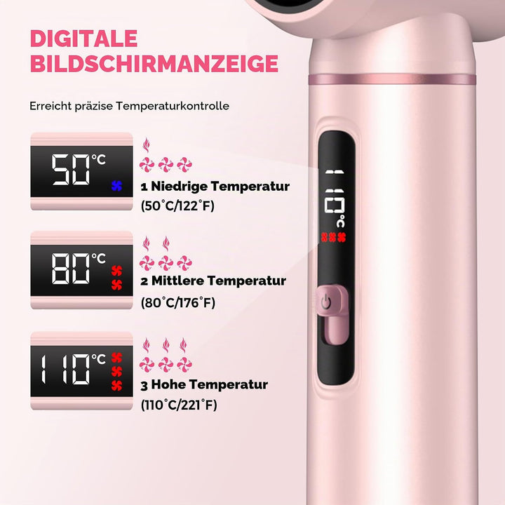 MogaWave Hair styler 5 in 1 Airbrush Haarstyler Air Styler mit LCD-Bildschirm und Temperaturanzeige