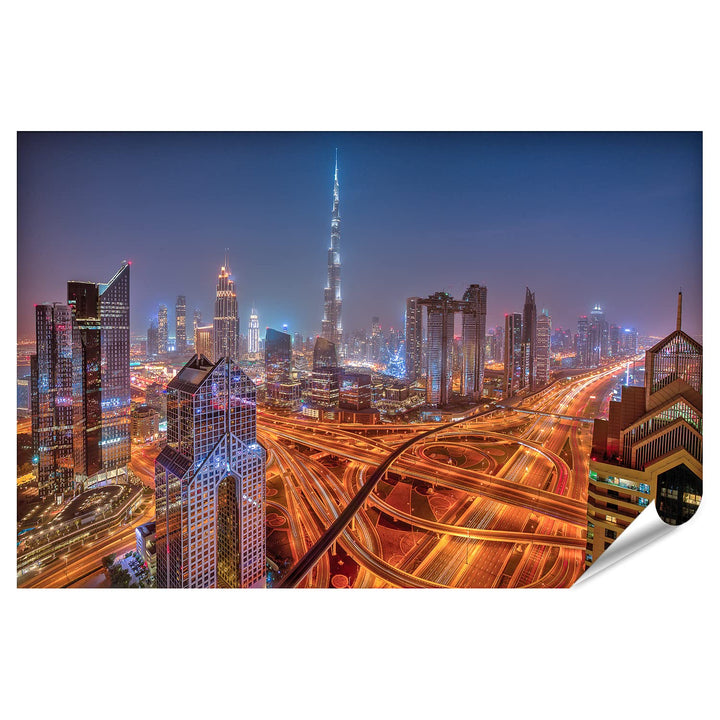 islandburner XXL Bild Poster Dubai Skyline Bei Nacht Vereinigte Arabische Emirate Premium Bilder Fot