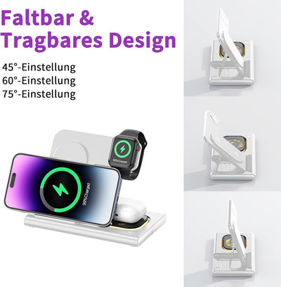 COCIVIVRE 3 in 1 Faltbar kabellose Ladestation kompatibel mit Apple Watch und i Phone Ladegerät für