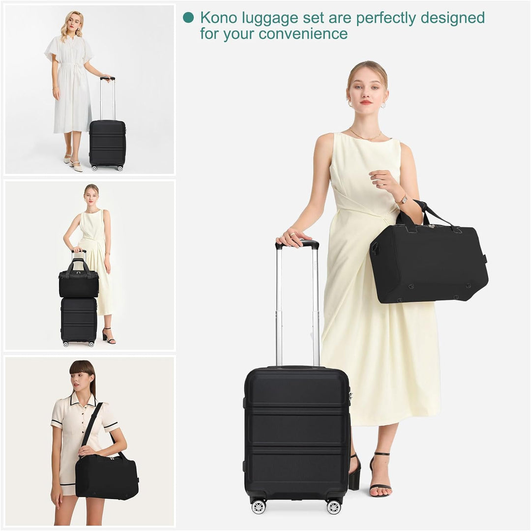 KONO Gepäcksets 2 Teilig Kofferset Leicht Hartschale 55cm Kleiner Koffer mit Rollen Handgepäck Set m