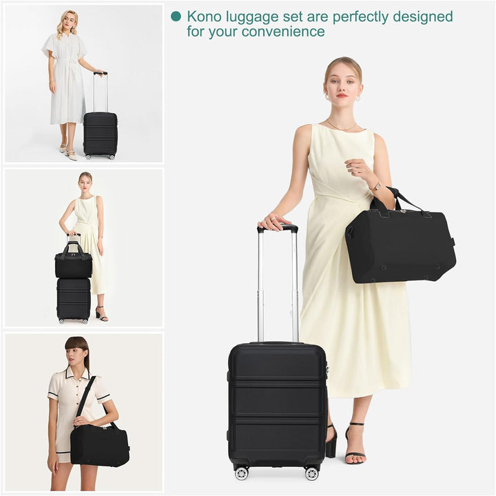KONO Gepäcksets 2 Teilig Kofferset Leicht Hartschale 55cm Kleiner Koffer mit Rollen Handgepäck Set m