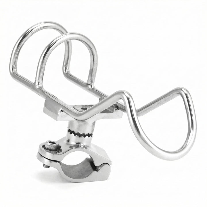 QWORK® 360° Drehbar Angelrutenhalter aus Edelstahl 316 - Klemmung auf 25 mm Schienen - für Boote, Fi