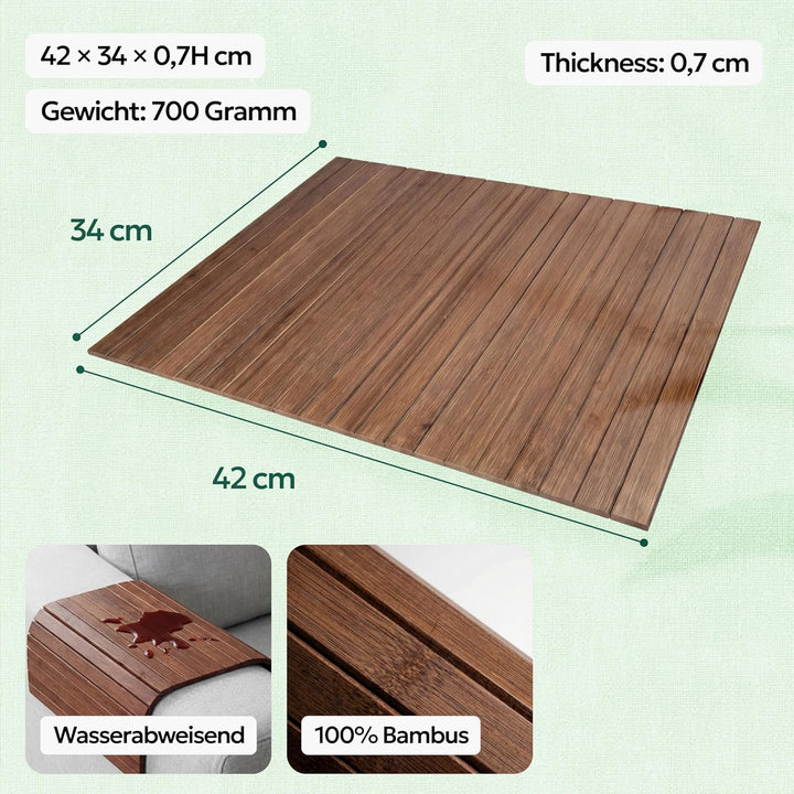 BAM BOO BOX Sofatablett aus Bambus - Couch Tablett flexibel - Sofatablett Armlehne - Sofa Tablett Ho