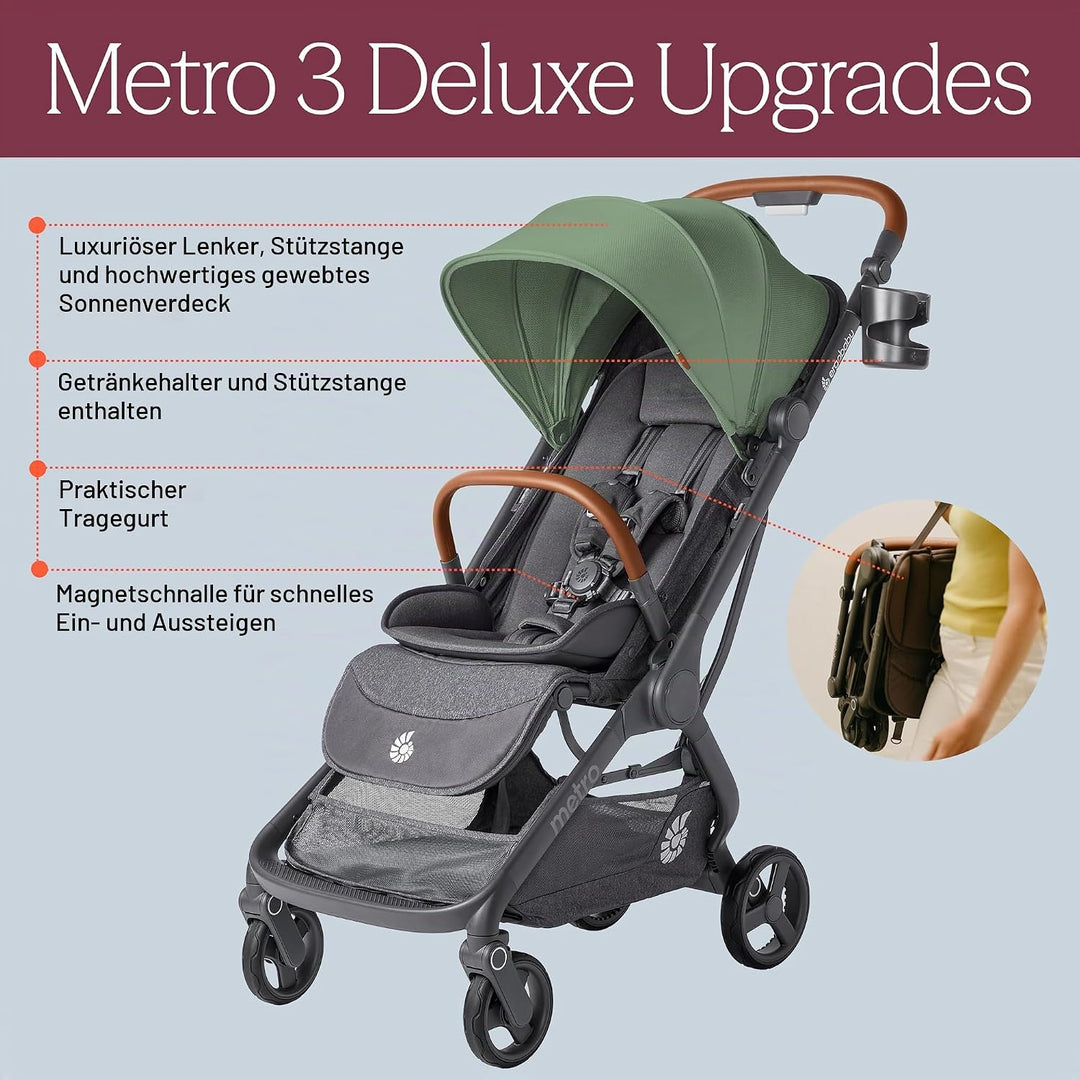 Ergobaby Metro3 Deluxe Kinderwagen Buggy mit Liegefunktion, Baby-Buggy ab Geburt bis 22kg (0-4 Jahre