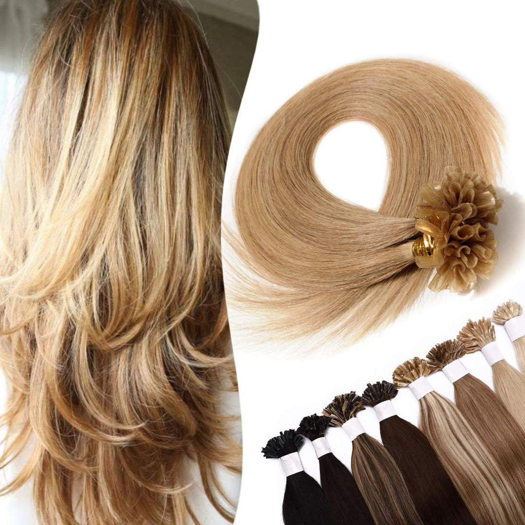 SEGO Extensions Echthaar Bondings Haarverlängerung Keratin U-Tip Human Hair 100 Strähnen Honigblond#