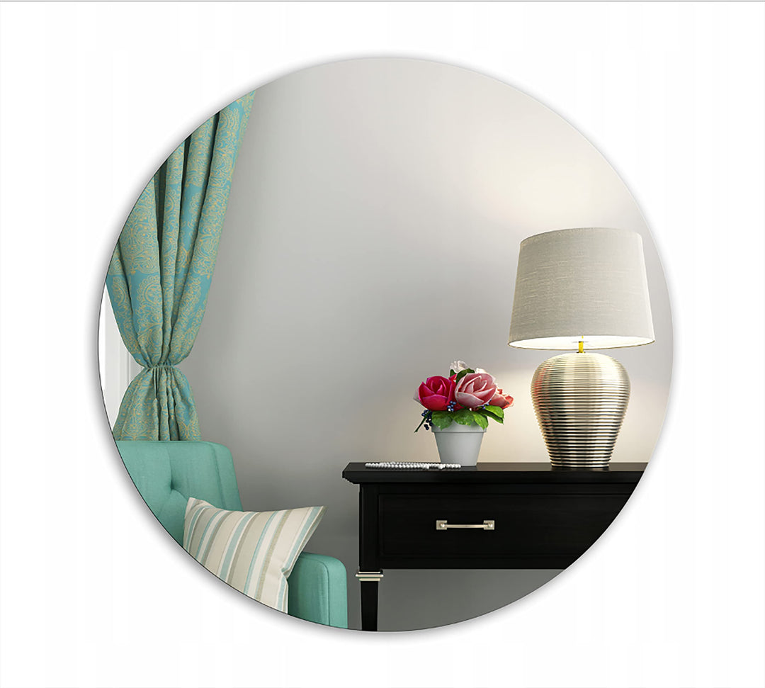 Ramix Rund Spiegel, Rahmenloser, Spiegelfliese, Wandspiegel, Badspiegel, Zimmer, Grösse: 100 cm Durc