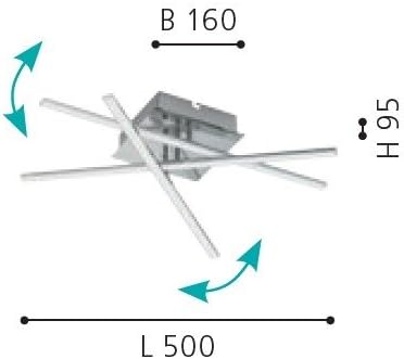 EGLO LED Deckenlampe Lasana 1, 3 flammige Deckenleuchte, Material: Stahl, Kunststoff, Farbe: Chrom,