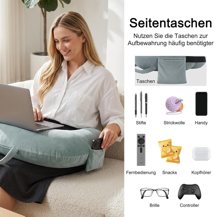 Gaming- und Lesekissen, Lesekissen für Gaming, Armlehnen-Buchkissen, U-förmiges Schosskissen mit Sei