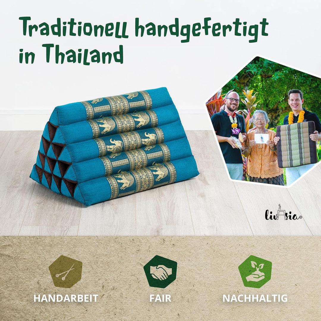 livasia Rückenstützkissen extrahoch mit Thaiseide - 38x55x35cm - Dreieckskissen für Garten/Balkon, K