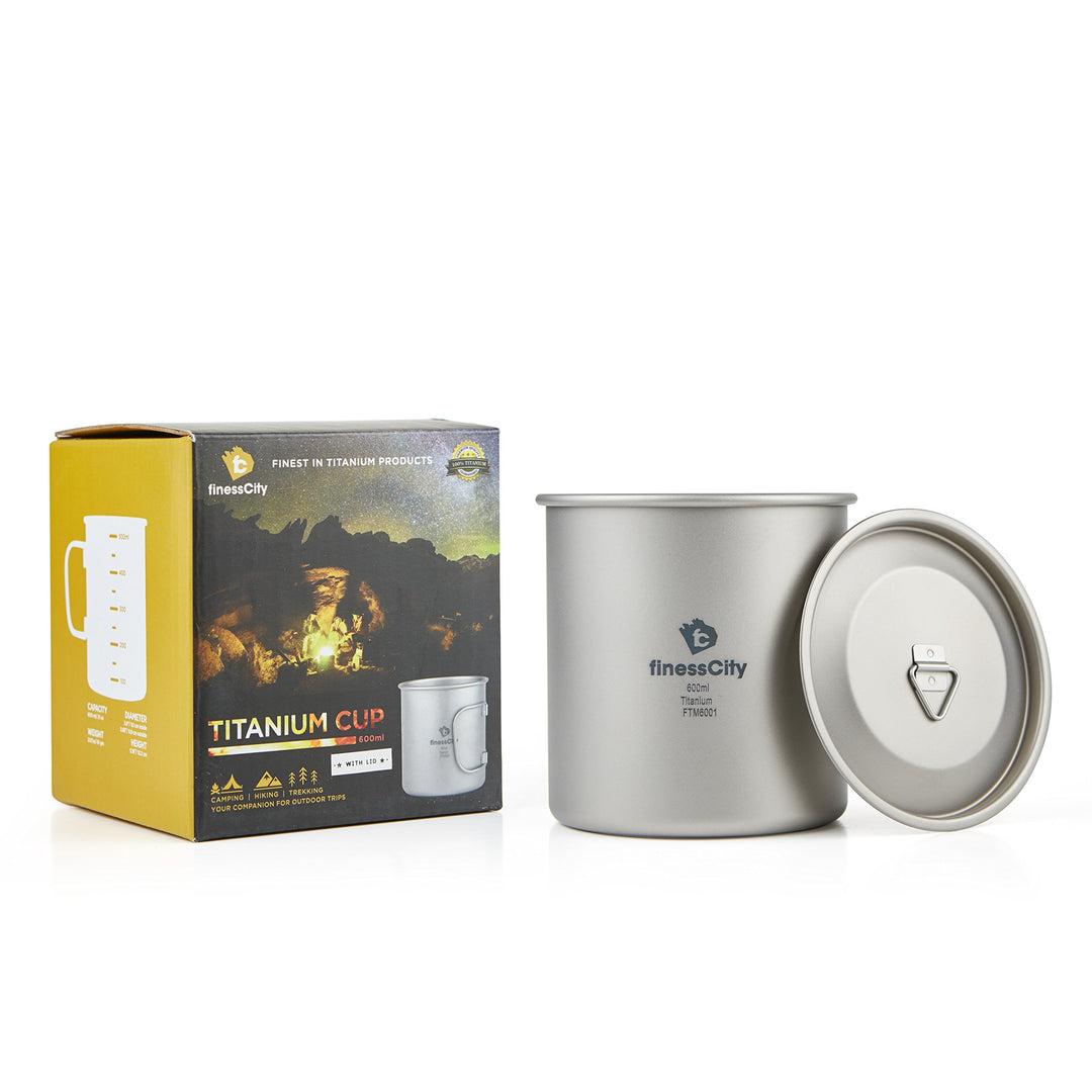 Titanbecher Campingbecher mit Messmarken, Extra stark Ultraleicht (Ti), gesunder &amp; umweltfreundliche