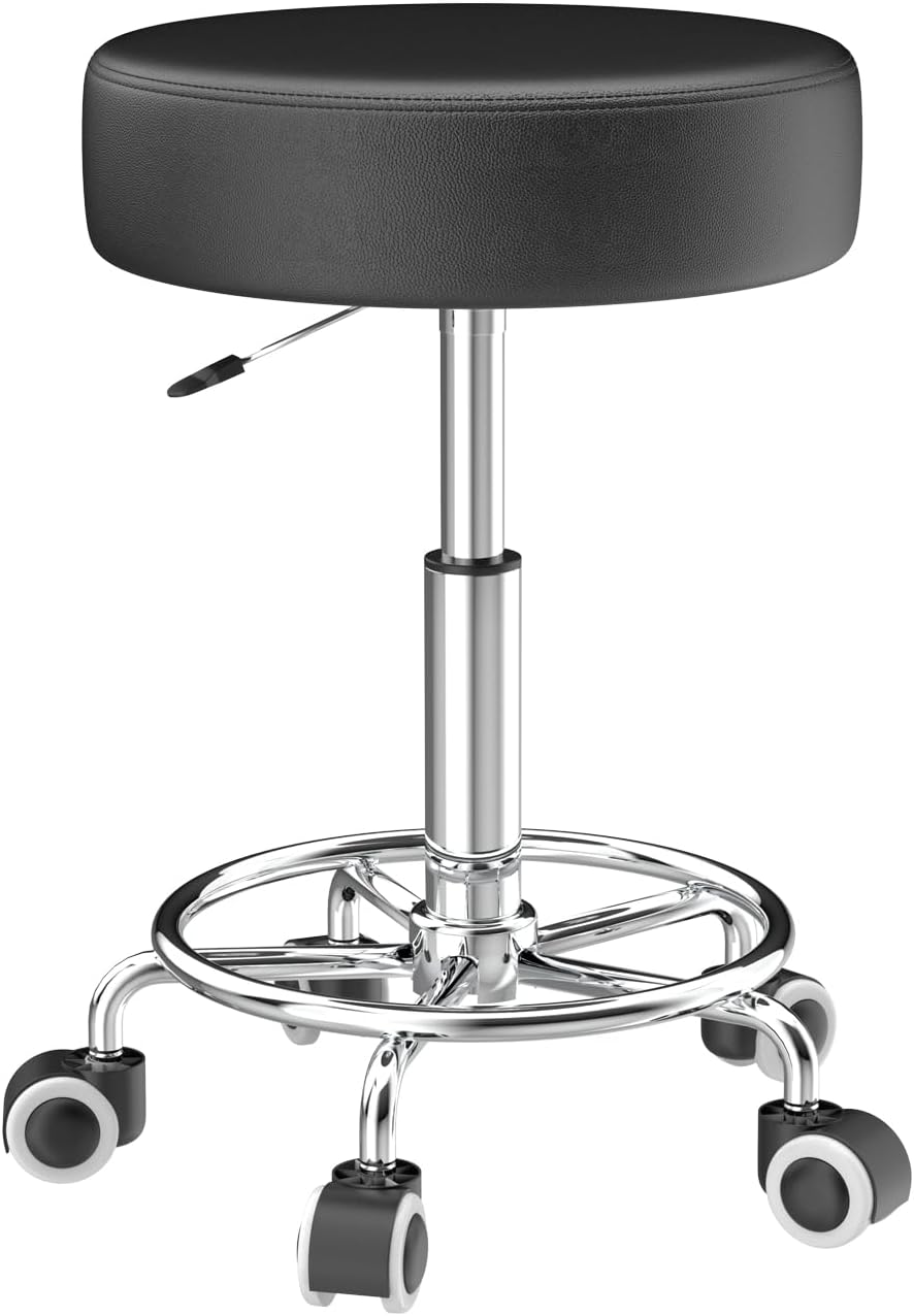 Hocker höhenverstellbar 49cm-63cm,Rollhocker mit fussstützezur Entspannung des Körpers,kompakt,beque
