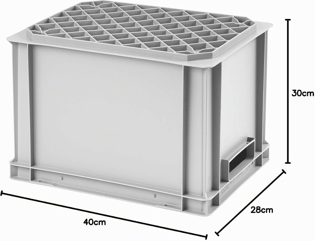 1a-TopStore Euro-Stapelbox EB-428, 400x300x280 mm (LxBxH), verstärkter Rippenboden, grau ähnl. RAL70