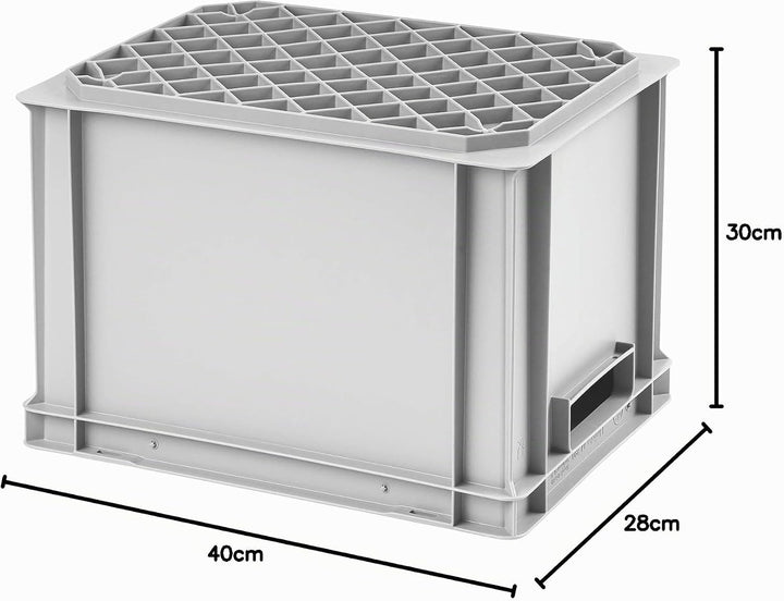 1a-TopStore Euro-Stapelbox EB-428, 400x300x280 mm (LxBxH), verstärkter Rippenboden, grau ähnl. RAL70