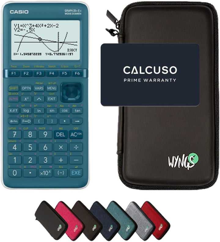 CALCUSO Sparkpaket: Casio Graph 25 E II + WYNGS Schutztasche schwarz + Erweiterte Garantie von CALCU