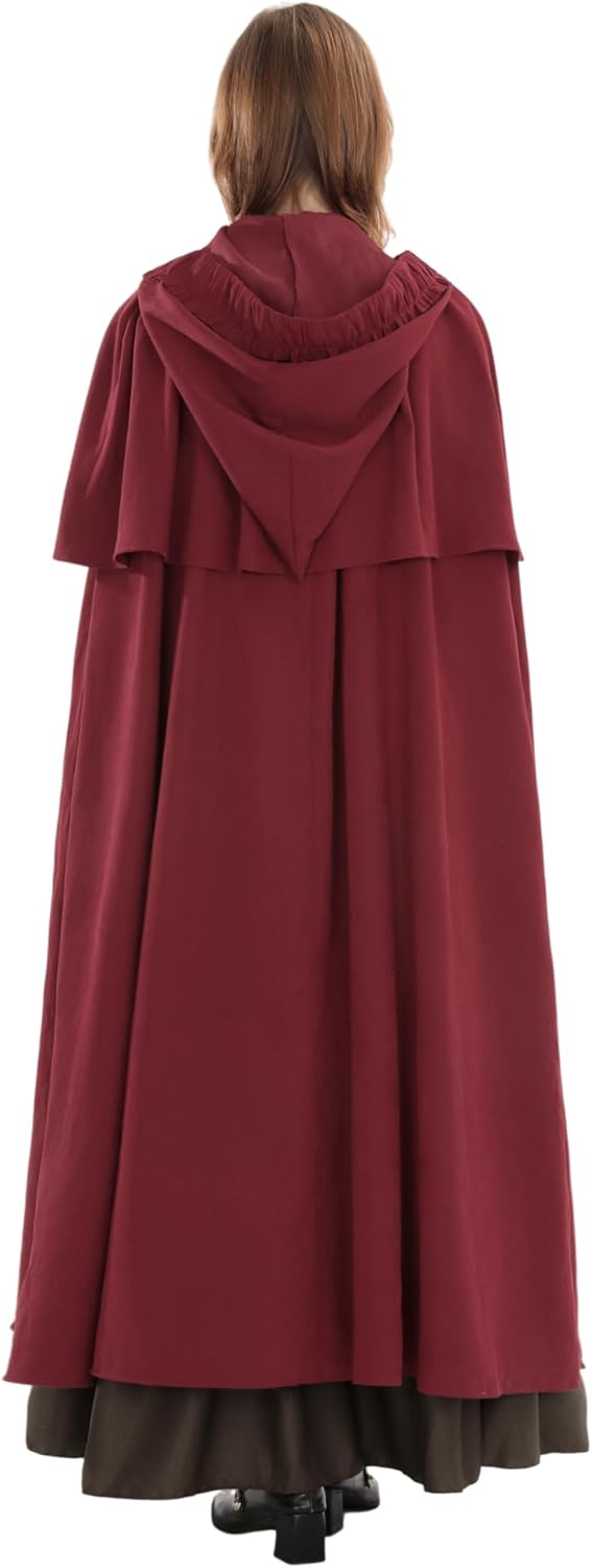 Mittelalter Umhang Damen mit Kapuze – Halloween Cape Vampir Kostüm Hexe Frauen Umhang Schwarz Vampir