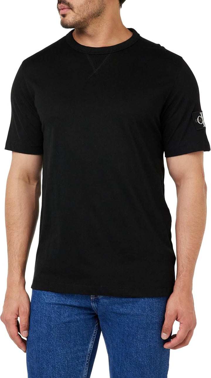 Calvin Klein Herren T-Shirt Kurzarm Badge Regular Tee Rundhalsausschnitt XXS Black (Ck Black), XXS B