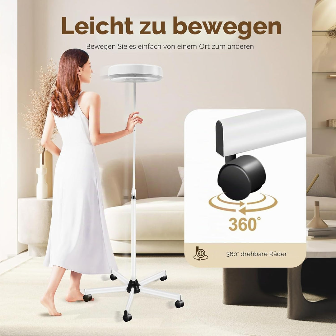 5X LED Lupenleuchte 125MM Lupenlampe mit Standfuss, 5 Dioptrien Lupe mit Licht Standlupe Arbeitsleuc