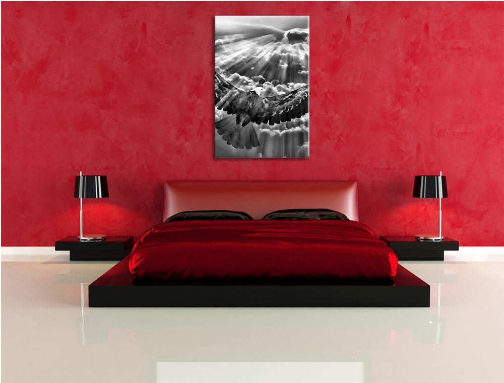 Pixxprint Adler über den Wolken als Leinwandbild | Grösse: 100x70 cm | Wandbild | Kunstdruck | ferti