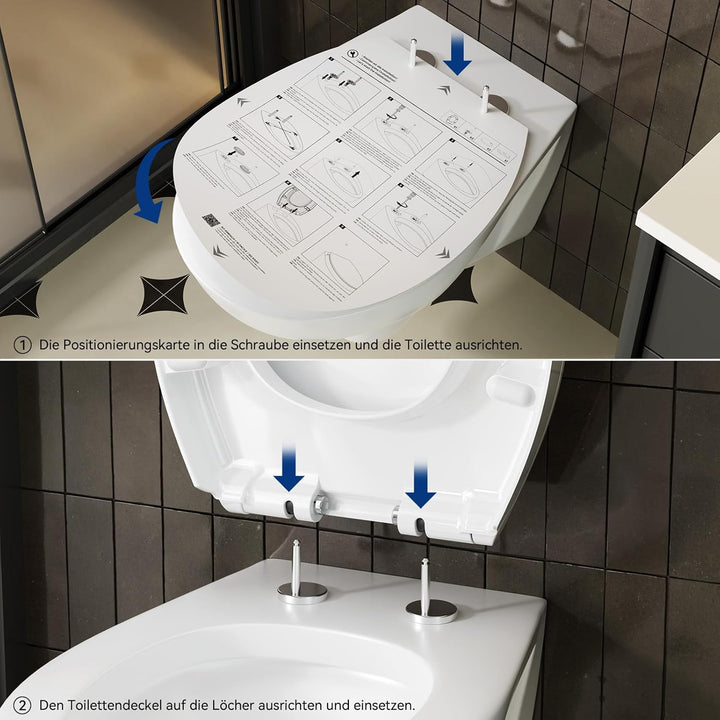 CECIPA WC-Sitz Erhöhung 5 cm – Duroplast Toilettensitz mit Absenkautomatik, bis 250 kg belastbar, er