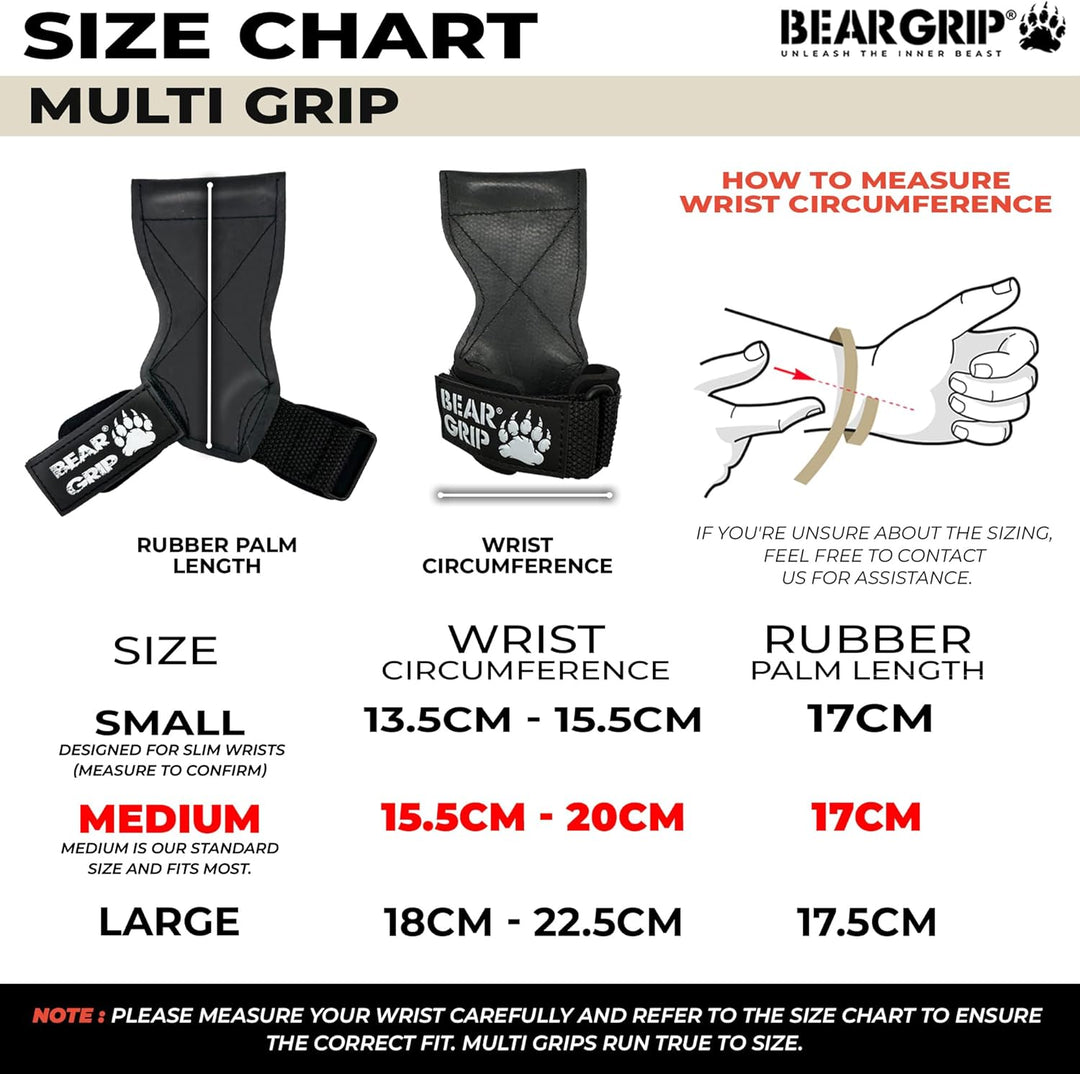 BEAR GRIP Multi-Grip-Riemen/Haken, hochwertige strapazierfähige Gewichthebergurte/Handschuhe. Leder,