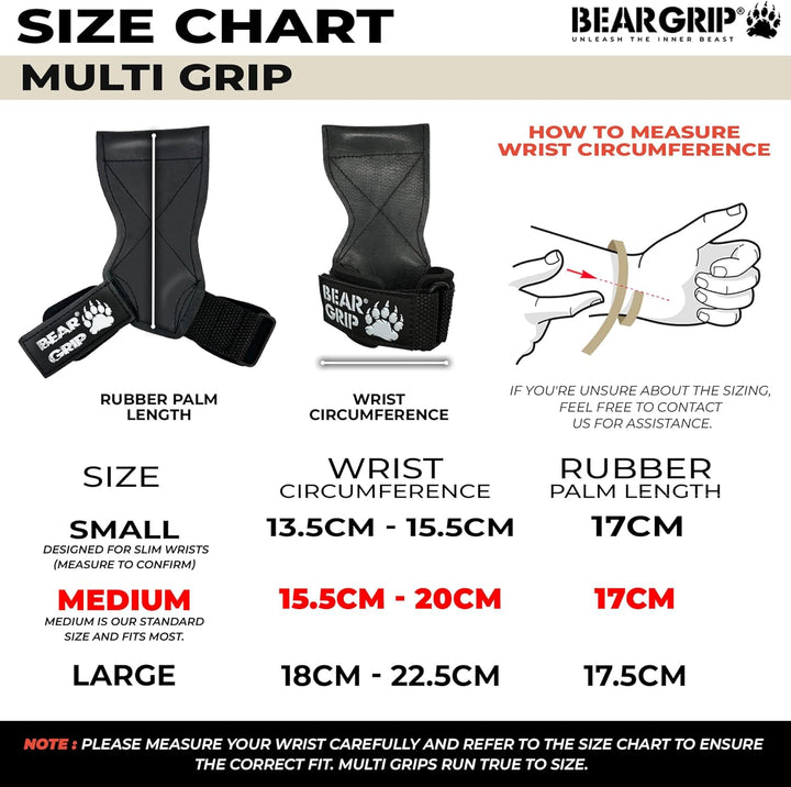 BEAR GRIP Multi-Grip-Riemen/Haken, hochwertige strapazierfähige Gewichthebergurte/Handschuhe. Leder,