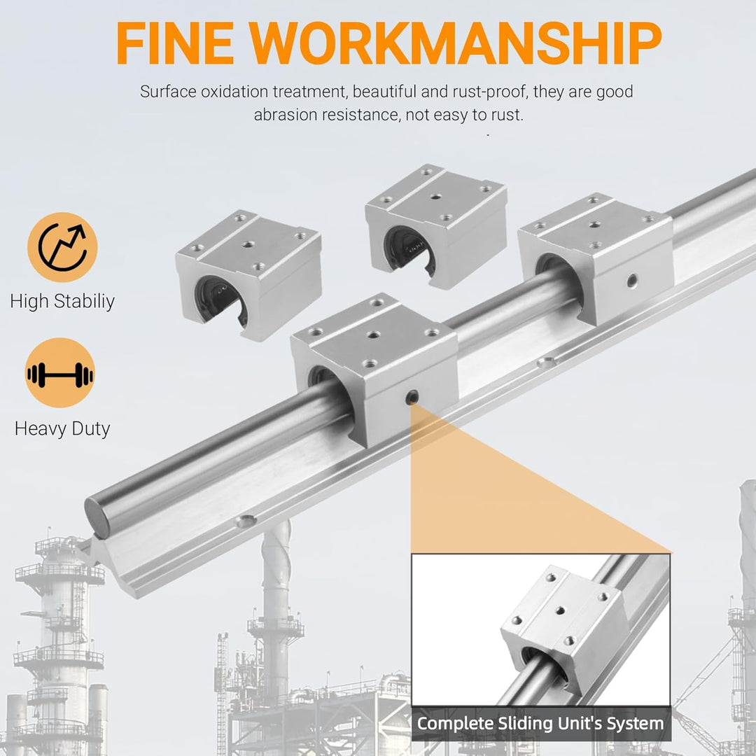 CNCYEAH 2 stücke Linearführung SBR16-500mm Linearführungsschiene + 4 Stücke SBR16UU lagerblöcken + 4