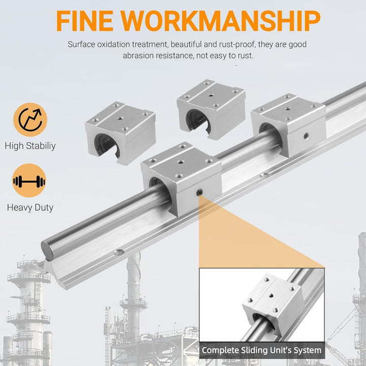 CNCYEAH 2 stücke Linearführung SBR16-500mm Linearführungsschiene + 4 Stücke SBR16UU lagerblöcken + 4