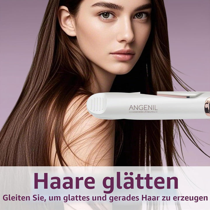 ANGENIL Pro Twist Haarglätter für Damen, Keramik-Glätteisen und Lockenstab 2-in-1, Haarglätter mit D
